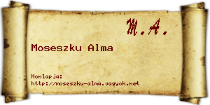 Moseszku Alma névjegykártya